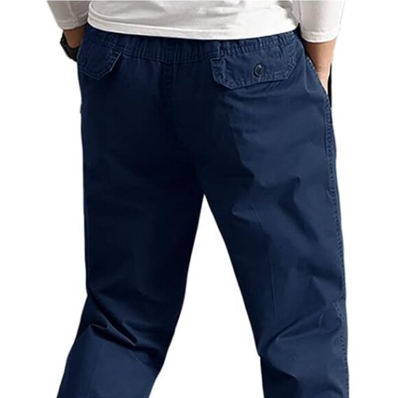 Men's Blue Cargo Elastic Waist Casual Long Trousers Light Jogger Pants Sz 3XL - Picture 4 of 6